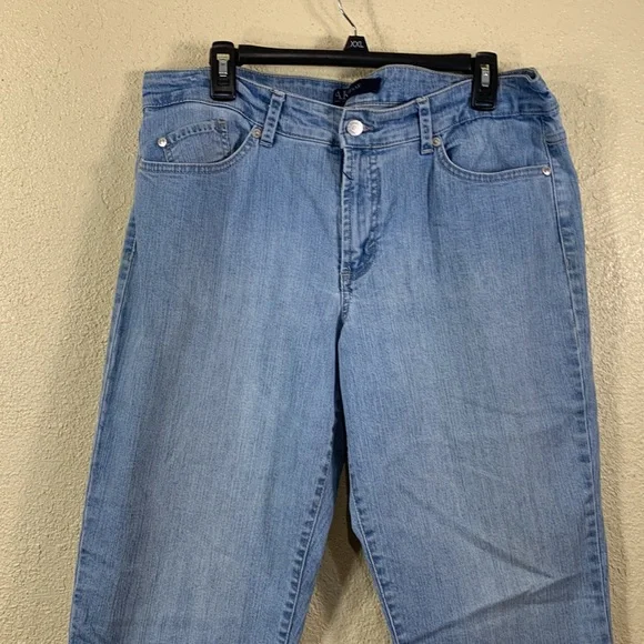 Anne Klein Denim Jeans Capris Pants Blue 14 Average Flap Back Pockets - Picture 3 of 16